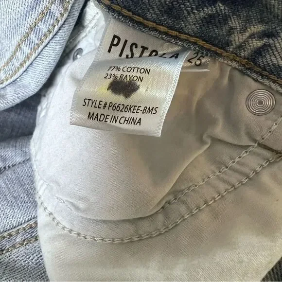 NWT Pistola Jeans Blue Light High Rise Distressed Roller Size 25